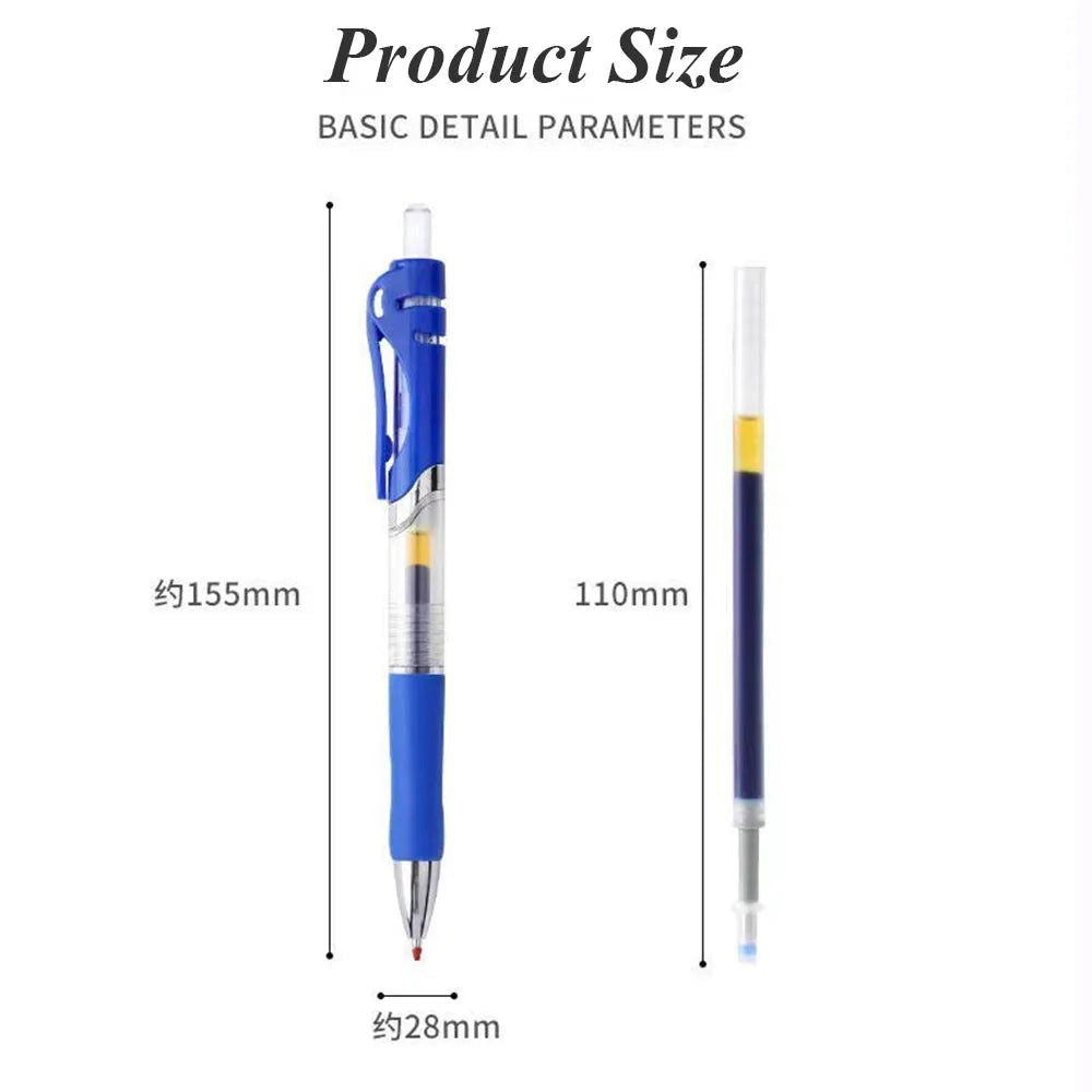 13Pcs Set Ballpen Retractable Gel Pens Black Red Blue Ink 0.5mm Ballpoint Replaceable Refills Office School Supplies Stationery - Slobuy