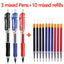 13Pcs Set Ballpen Retractable Gel Pens Black Red Blue Ink 0.5mm Ballpoint Replaceable Refills Office School Supplies Stationery - Slobuy