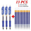 13Pcs Set Ballpen Retractable Gel Pens Black Red Blue Ink 0.5mm Ballpoint Replaceable Refills Office School Supplies Stationery - Slobuy