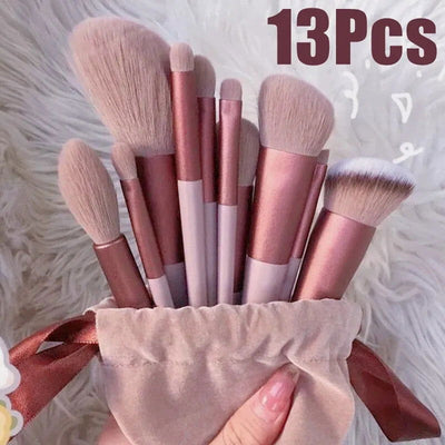 13 PCS Makeup Brushes Set Eye Shadow Foundation Women Cosmetic Brush Eyeshadow Blush Beauty Soft Make Up Tools Bag - Slobuy