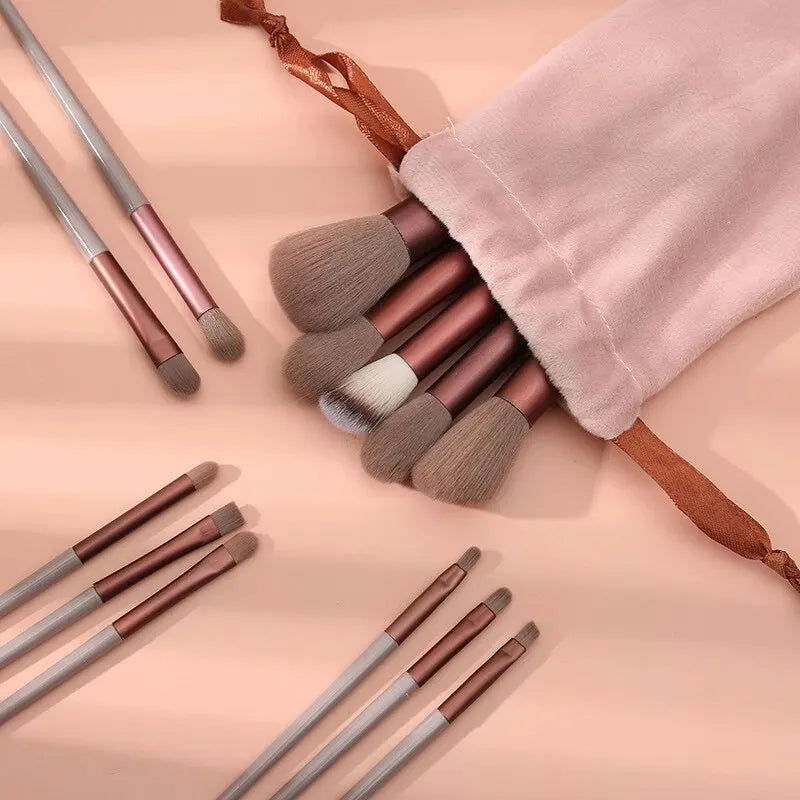 13 PCS Makeup Brushes Set Eye Shadow Foundation Women Cosmetic Brush Eyeshadow Blush Beauty Soft Make Up Tools Bag - Slobuy