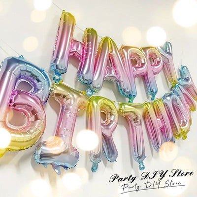 13pcs Birthday Balloon Rose Gold Color Foil Letter Balloons Set Happy Birthday Decoration Globos Kids Party Supplies - Slobuy