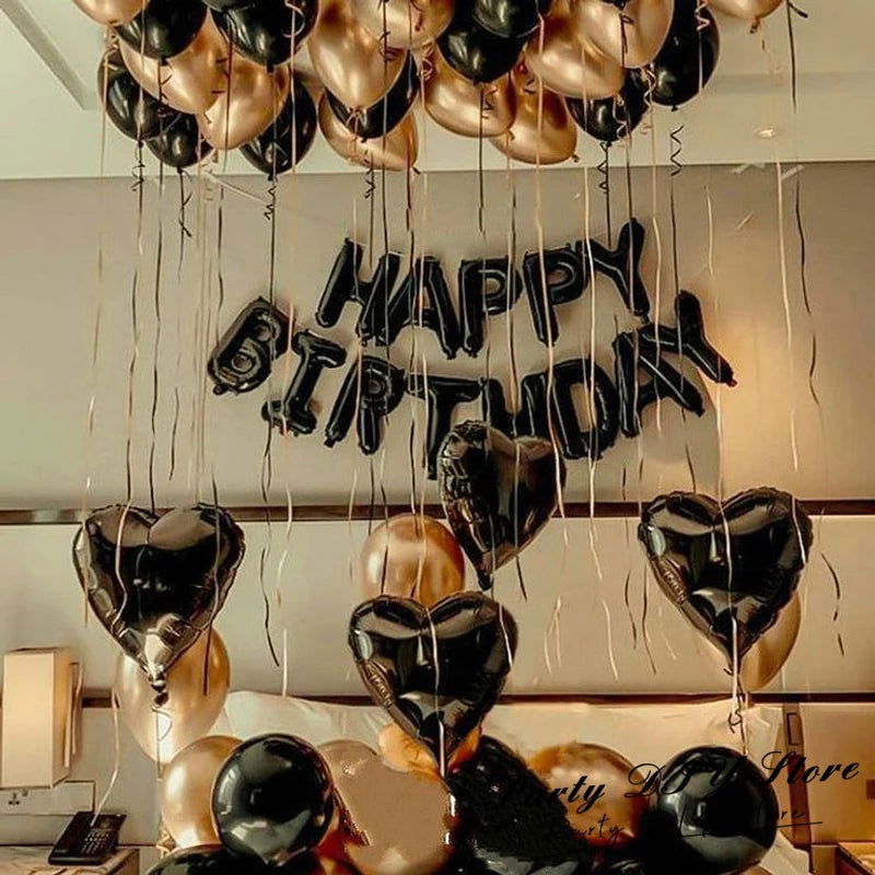 13pcs Birthday Balloon Rose Gold Color Foil Letter Balloons Set Happy Birthday Decoration Globos Kids Party Supplies - Slobuy