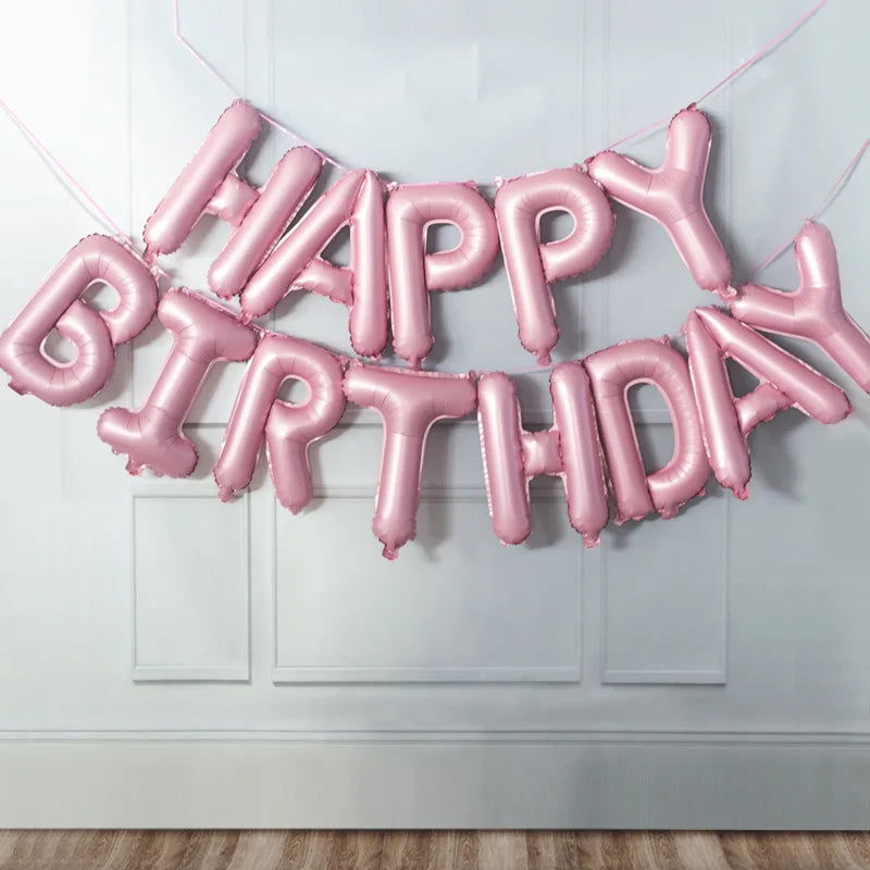 13pcs Birthday Balloon Rose Gold Color Foil Letter Balloons Set Happy Birthday Decoration Globos Kids Party Supplies - Slobuy