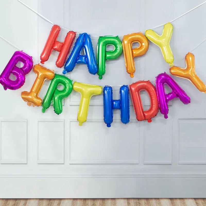 13pcs Birthday Balloon Rose Gold Color Foil Letter Balloons Set Happy Birthday Decoration Globos Kids Party Supplies - Slobuy