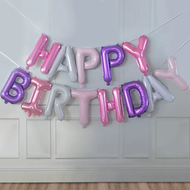 13pcs Birthday Balloon Rose Gold Color Foil Letter Balloons Set Happy Birthday Decoration Globos Kids Party Supplies - Slobuy