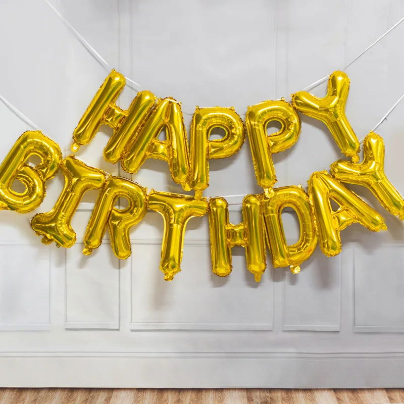 13pcs Birthday Balloon Rose Gold Color Foil Letter Balloons Set Happy Birthday Decoration Globos Kids Party Supplies - Slobuy