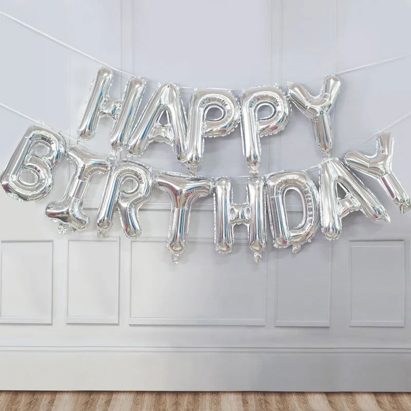 13pcs Birthday Balloon Rose Gold Color Foil Letter Balloons Set Happy Birthday Decoration Globos Kids Party Supplies - Slobuy