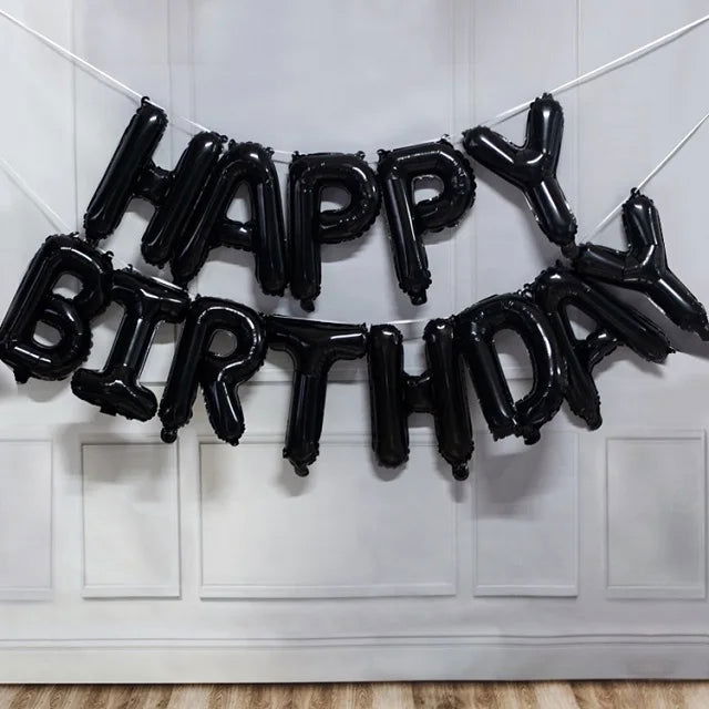 13pcs Birthday Balloon Rose Gold Color Foil Letter Balloons Set Happy Birthday Decoration Globos Kids Party Supplies - Slobuy