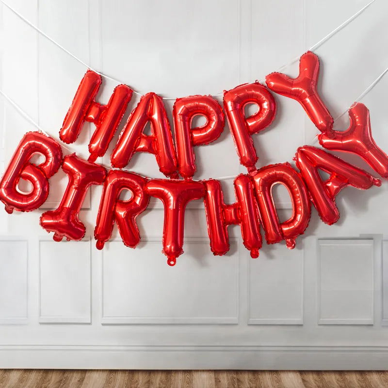 13pcs Birthday Balloon Rose Gold Color Foil Letter Balloons Set Happy Birthday Decoration Globos Kids Party Supplies - Slobuy
