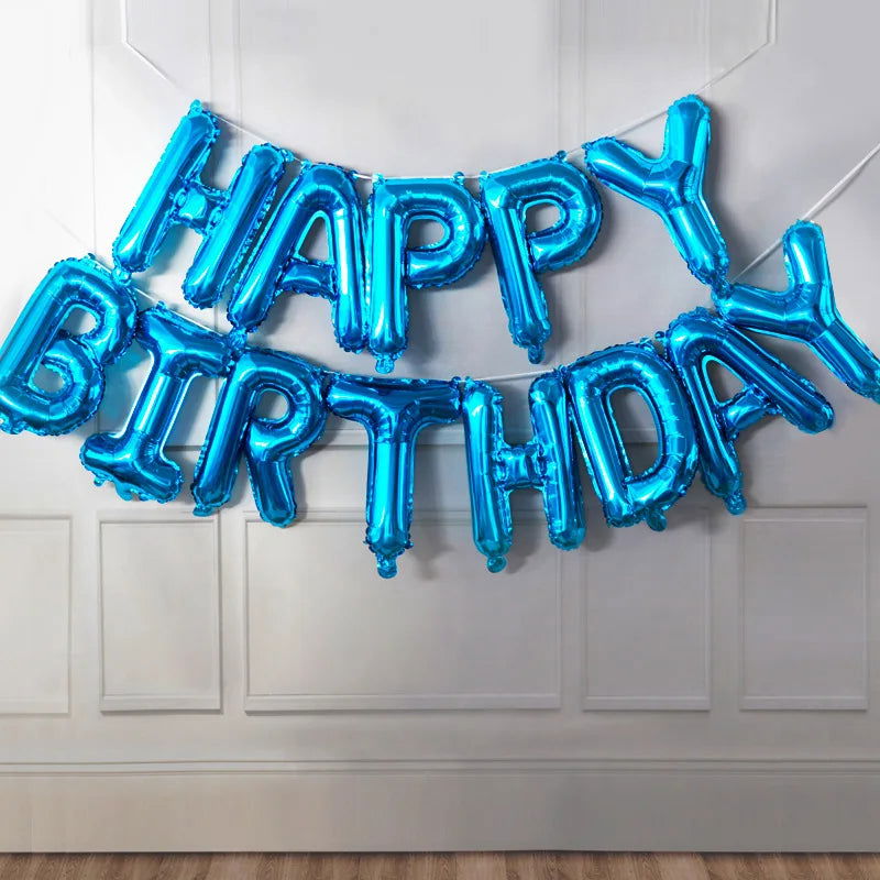 13pcs Birthday Balloon Rose Gold Color Foil Letter Balloons Set Happy Birthday Decoration Globos Kids Party Supplies - Slobuy