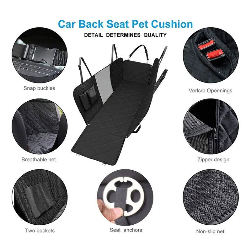 143×153CM Double Zipper Car Pet Seat Pad Waterproof Dirt Resistant Suitable Multiple Models Solid Color Cars Rear Seats Cushion - Slobuy