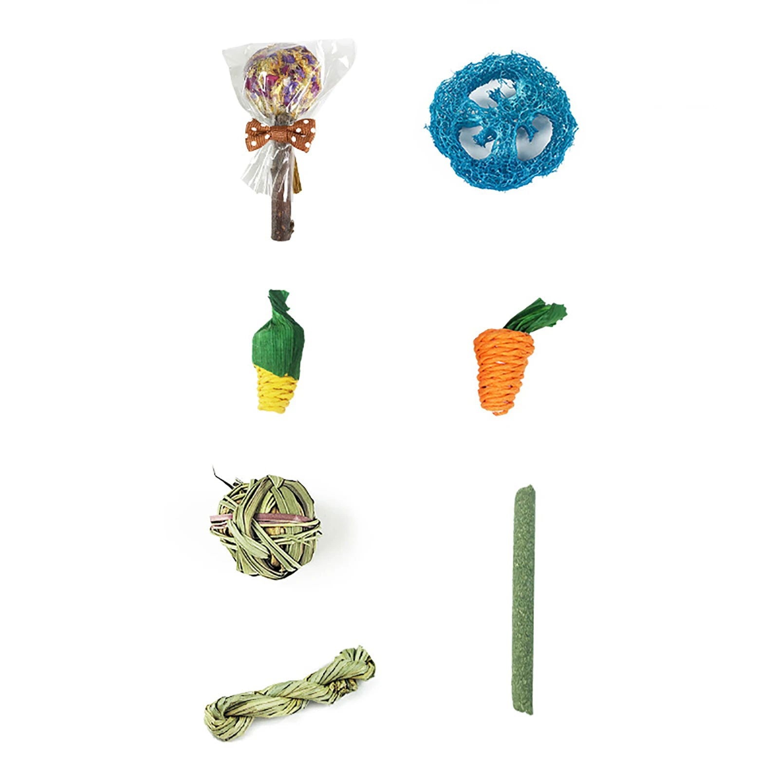 14Pcs Guinea Pig Rabbit Chew Toys Tooth Cleaning Toy for Bunny Hamster Molar Toys for Teeth Health Rabbit Accessories - Slobuy