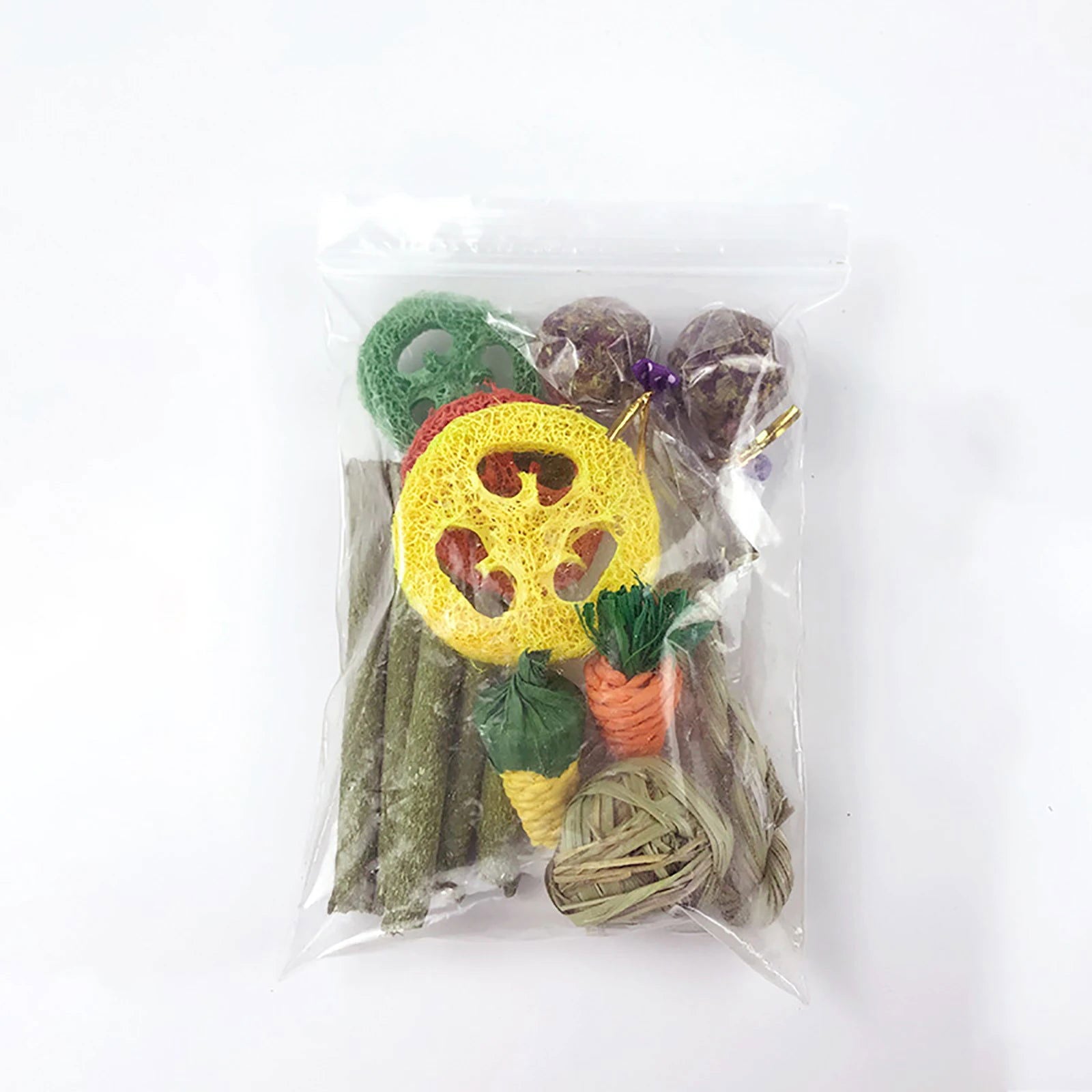 14Pcs Guinea Pig Rabbit Chew Toys Tooth Cleaning Toy for Bunny Hamster Molar Toys for Teeth Health Rabbit Accessories - Slobuy