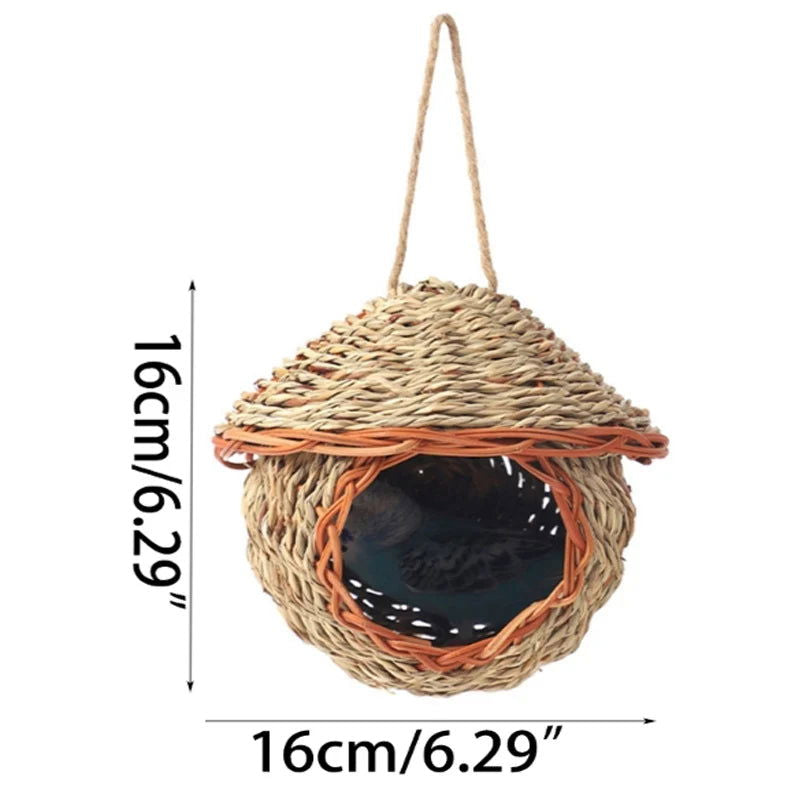14Styles Birds Nest Bird Cage Natural Grass Egg Cage Bird House Outdoor Decorative Weaved Hanging Parrot Nest Houses Pet Bedroom - Slobuy
