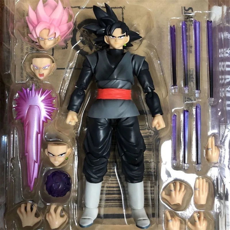 14cm Anime Dragon Ball Black Goku Zamasu Action Figure  Super Saiyan Movie Version Dbz Model With Multiple Accessories Toys - Slobuy