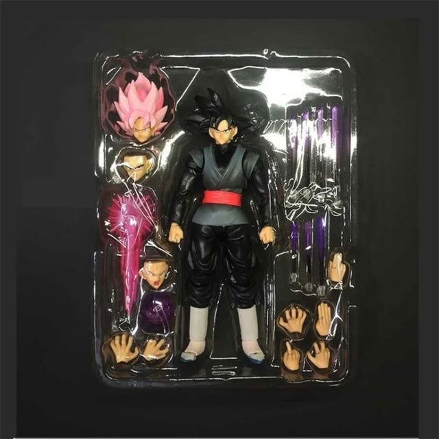 14cm Anime Dragon Ball Black Goku Zamasu Action Figure  Super Saiyan Movie Version Dbz Model With Multiple Accessories Toys - Slobuy
