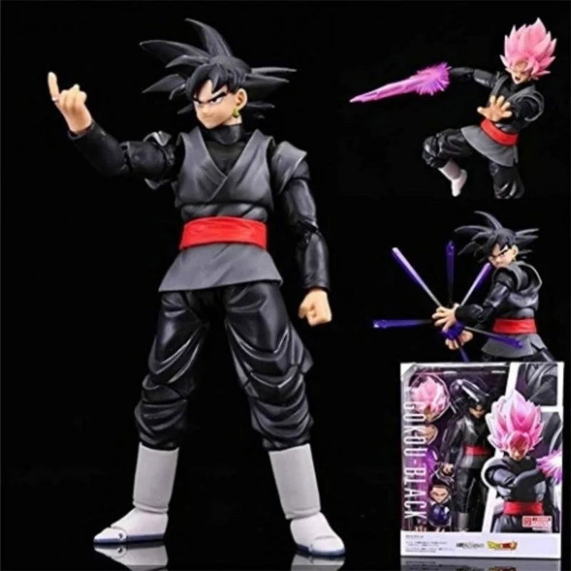 14cm Anime Dragon Ball Black Goku Zamasu Action Figure  Super Saiyan Movie Version Dbz Model With Multiple Accessories Toys - Slobuy