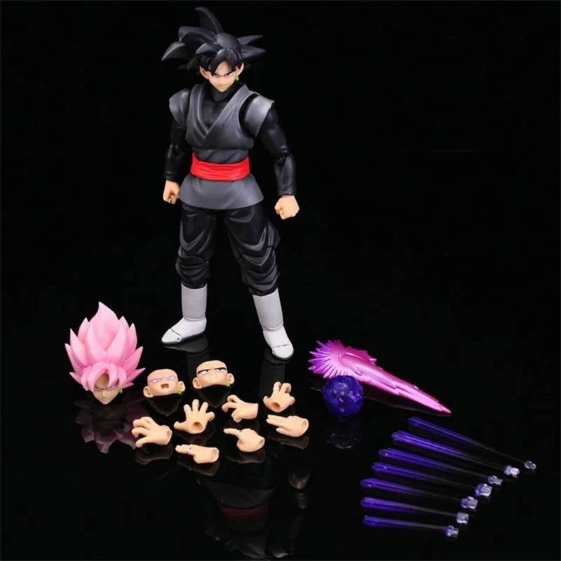 14cm Anime Dragon Ball Black Goku Zamasu Action Figure  Super Saiyan Movie Version Dbz Model With Multiple Accessories Toys - Slobuy