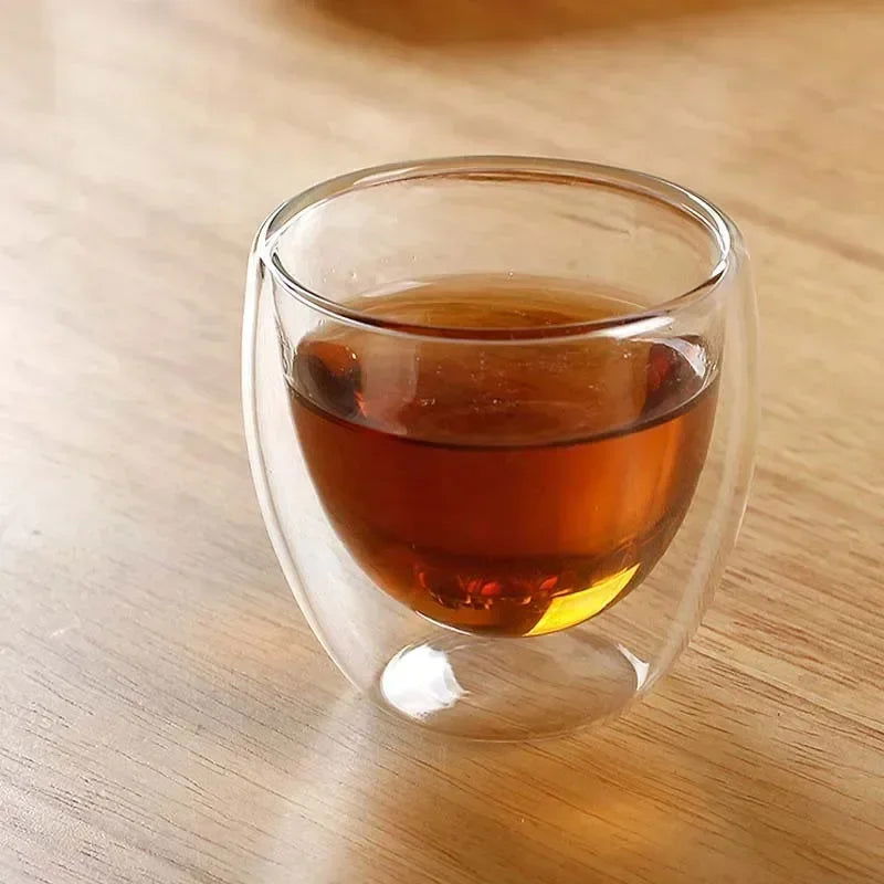 80ML/150ML 2-18PCS Double Wall Glass Kung Fu Tea Cup Transparent Coffee Milk Water Mug High Borosilicate Glass Drinkware Tea Set - Slobuy