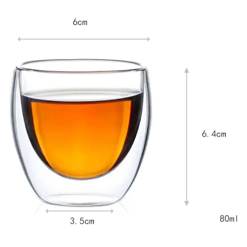80ML/150ML 2-18PCS Double Wall Glass Kung Fu Tea Cup Transparent Coffee Milk Water Mug High Borosilicate Glass Drinkware Tea Set - Slobuy