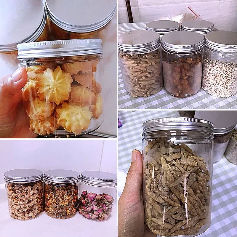 20Pcs 30/50/60/80/120/150ml Storage Jars With Lids Aluminum Round Canister Empty Plastic Cosmetic Jars Food Travel Bottle Pot - Slobuy