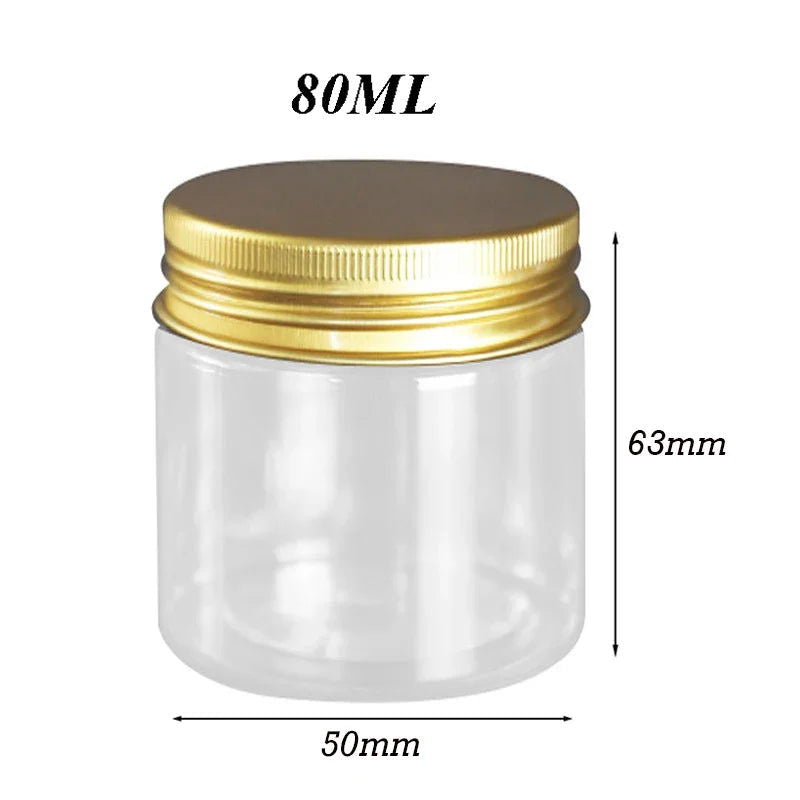 20Pcs 30/50/60/80/120/150ml Storage Jars With Lids Aluminum Round Canister Empty Plastic Cosmetic Jars Food Travel Bottle Pot - Slobuy