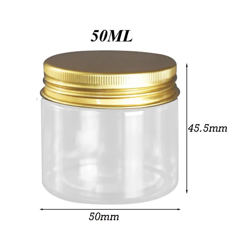20Pcs 30/50/60/80/120/150ml Storage Jars With Lids Aluminum Round Canister Empty Plastic Cosmetic Jars Food Travel Bottle Pot - Slobuy