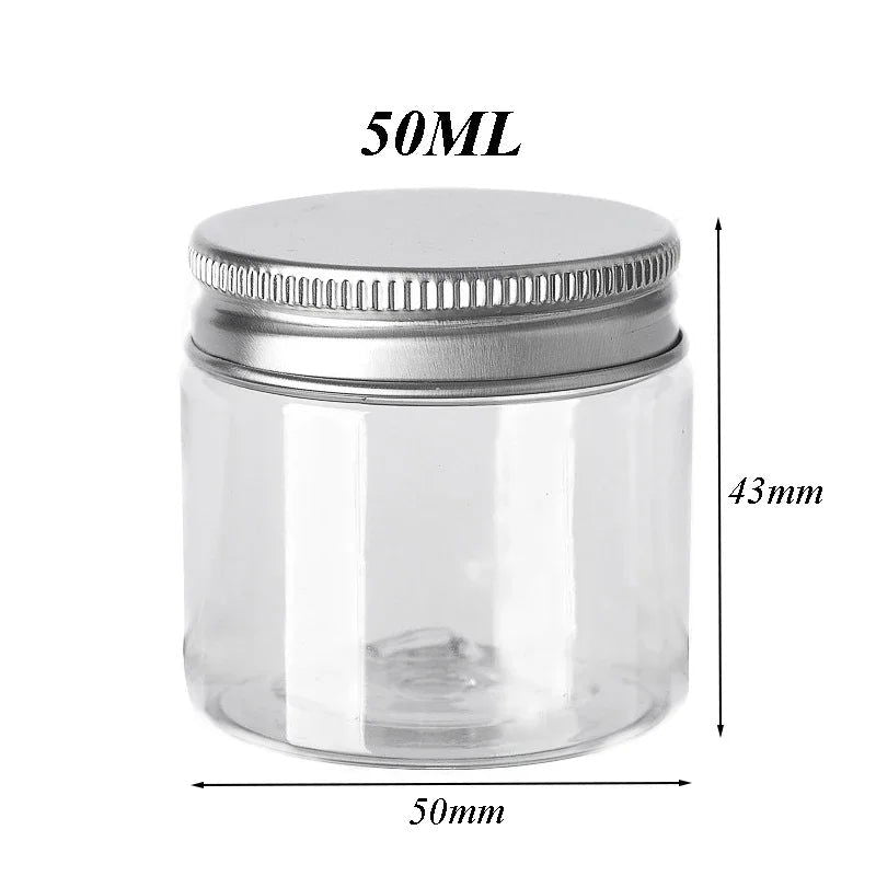 20Pcs 30/50/60/80/120/150ml Storage Jars With Lids Aluminum Round Canister Empty Plastic Cosmetic Jars Food Travel Bottle Pot - Slobuy