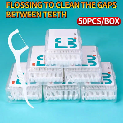 150pcs Dental Floss Plastic Toothpicks-Disposable Cleaning between Teeth-Separate Box-Oral Care - Slobuy