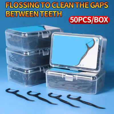 150pcs Dental Floss Plastic Toothpicks-Disposable Cleaning between Teeth-Separate Box-Oral Care - Slobuy