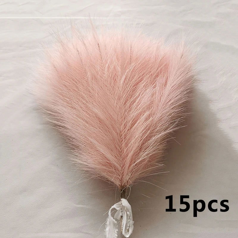 15pcs Artificial Pampas Grass Flower Bouquet For Home Wedding Decoration DIY Party Bedroom Fake Plant Flowers Vase Decor Reed - Slobuy