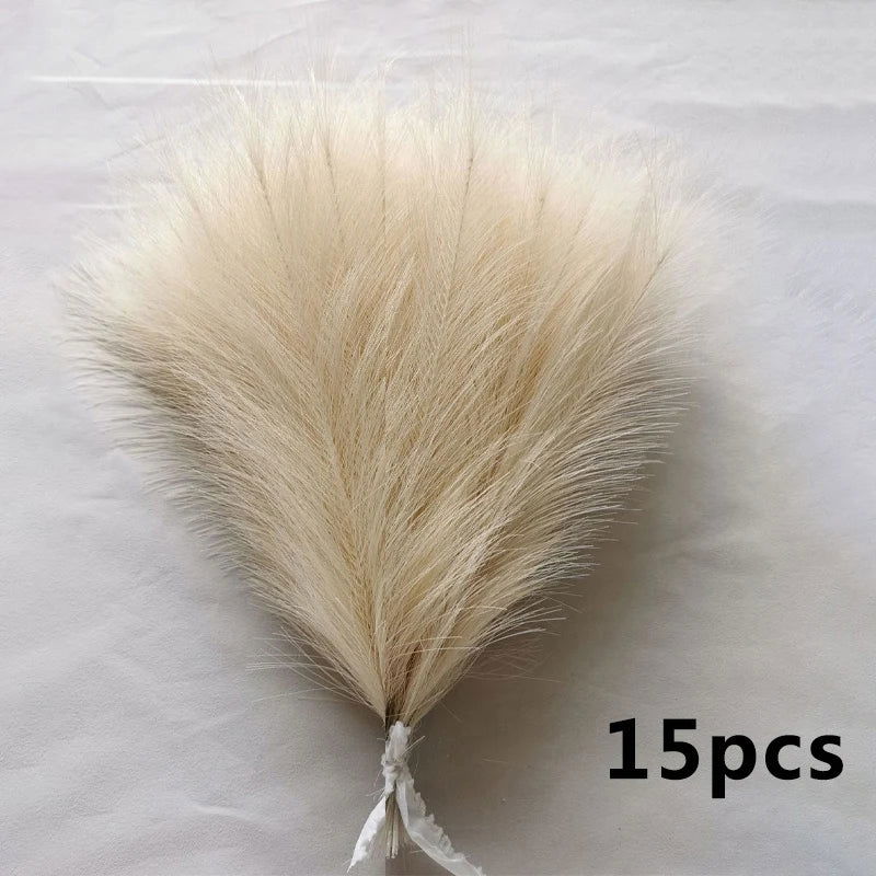 15pcs Artificial Pampas Grass Flower Bouquet For Home Wedding Decoration DIY Party Bedroom Fake Plant Flowers Vase Decor Reed - Slobuy