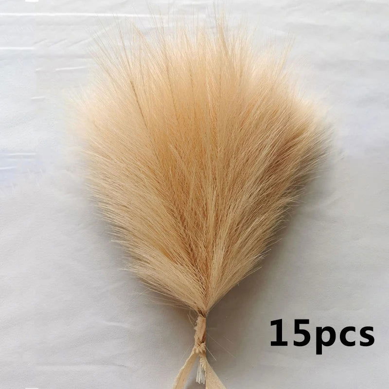 15pcs Artificial Pampas Grass Flower Bouquet For Home Wedding Decoration DIY Party Bedroom Fake Plant Flowers Vase Decor Reed - Slobuy