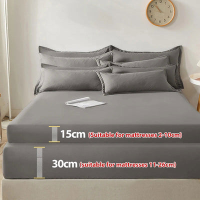 100% Cotton Fitted Bed Sheet with Elastic Band Skin-friendly Mattress Cover for Single Double King Queen Bed 140/150/160x200  침대 - Slobuy