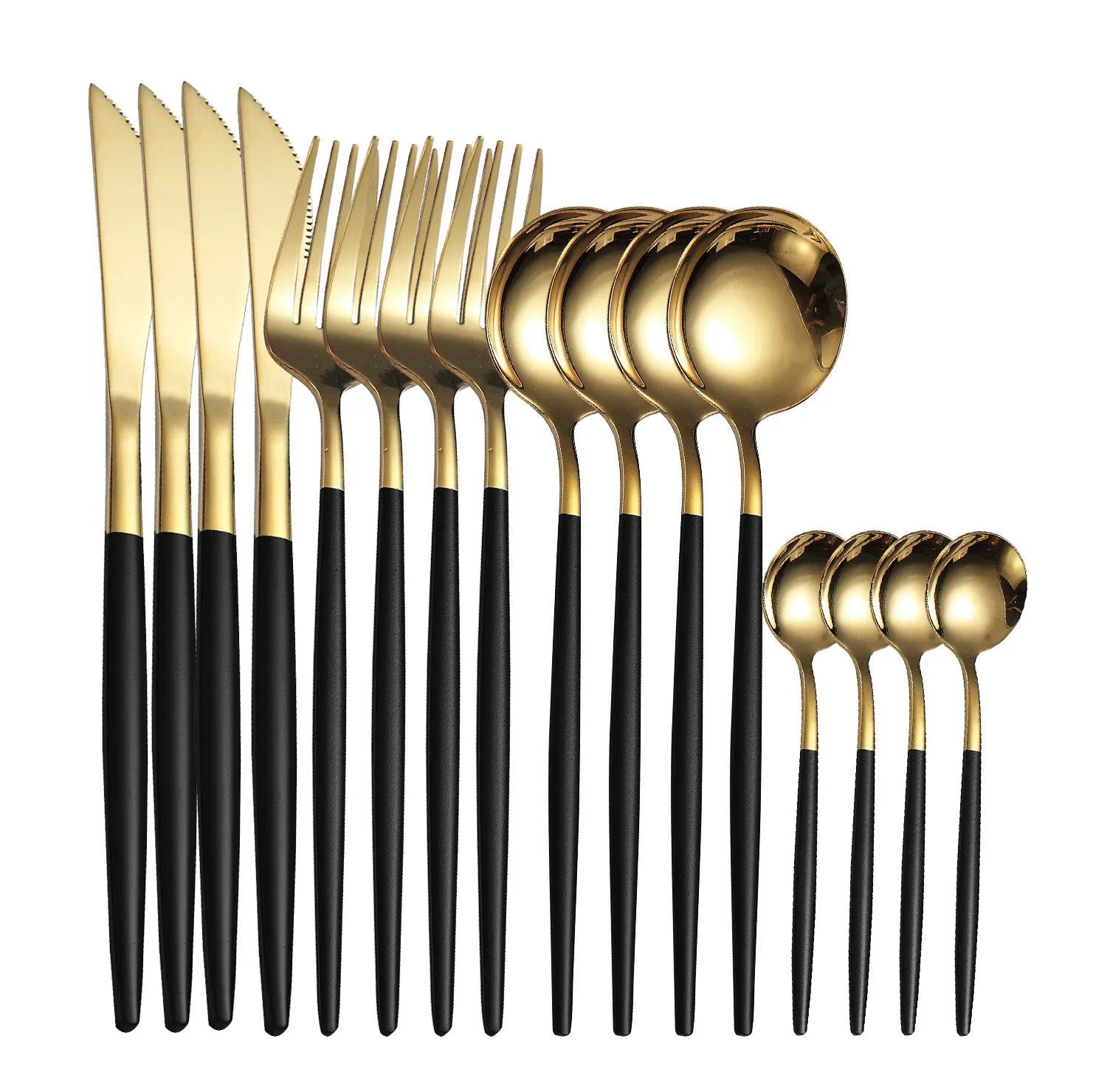 16PCS cutlery set stainless steel tableware knife and fork spoon teaspoon tableware package quality gold cutlery sets - Slobuy