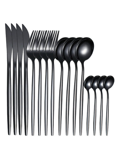 16PCS cutlery set stainless steel tableware knife and fork spoon teaspoon tableware package quality gold cutlery sets - Slobuy