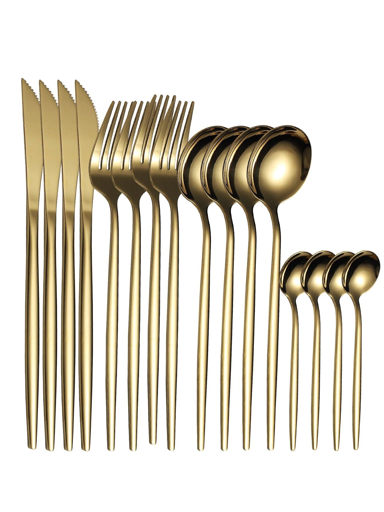 16PCS cutlery set stainless steel tableware knife and fork spoon teaspoon tableware package quality gold cutlery sets - Slobuy