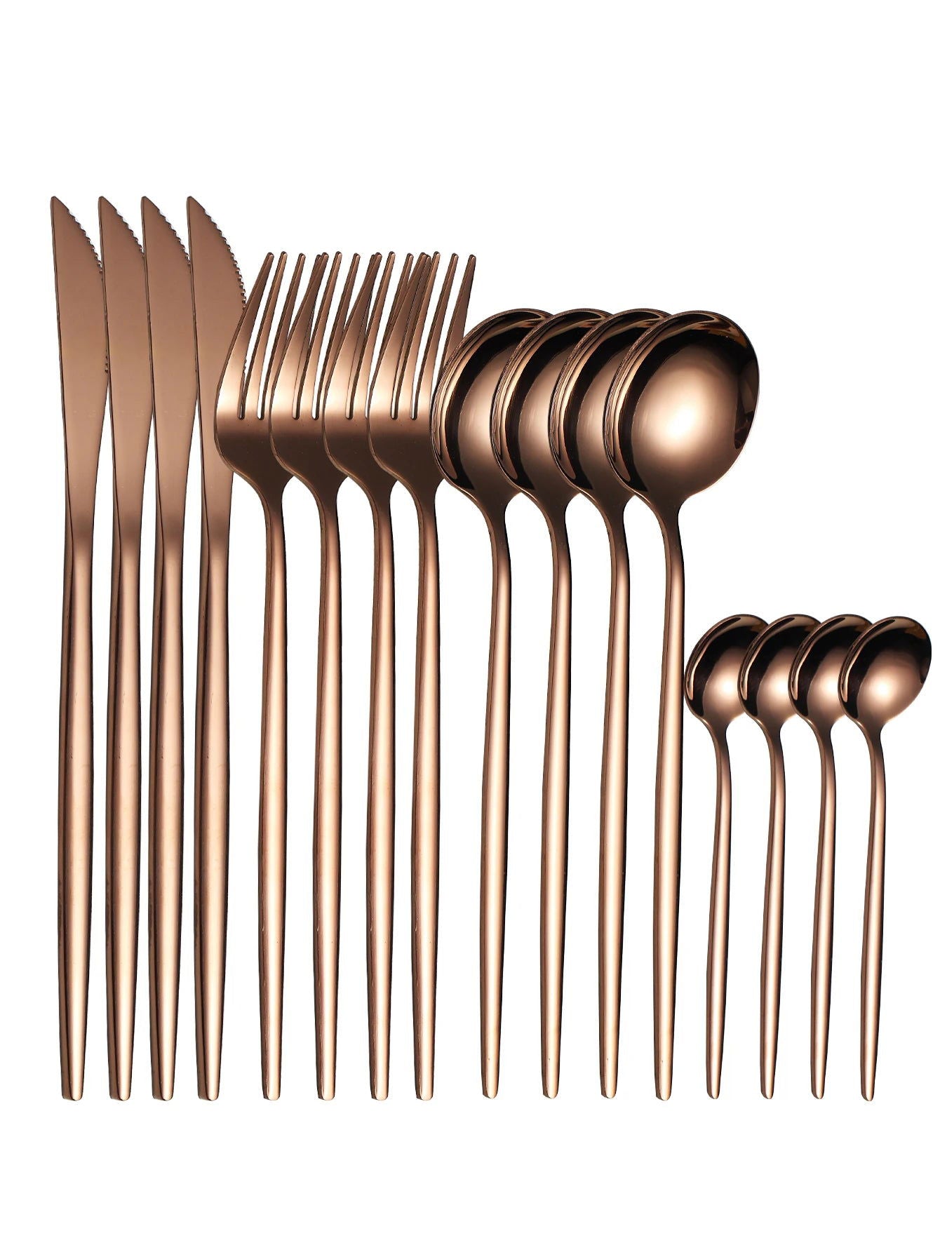 16PCS cutlery set stainless steel tableware knife and fork spoon teaspoon tableware package quality gold cutlery sets - Slobuy