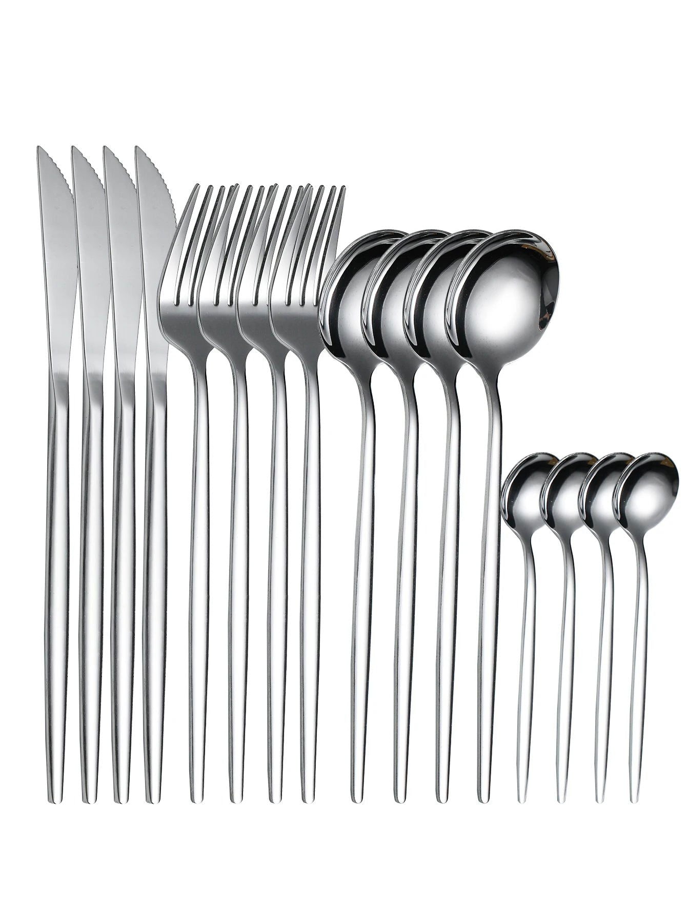 16PCS cutlery set stainless steel tableware knife and fork spoon teaspoon tableware package quality gold cutlery sets - Slobuy