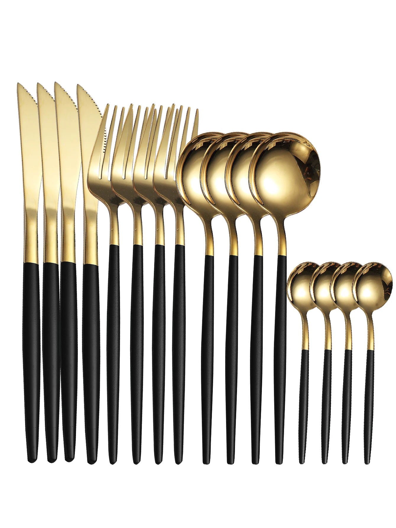 16PCS cutlery set stainless steel tableware knife and fork spoon teaspoon tableware package quality gold cutlery sets - Slobuy