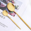 16Pcs Gold Matte Cutlery Set Knife Fork Spoons Dinnerware Set Stainless Steel Tableware Western Flatware Kitchen Silverware Set - Slobuy