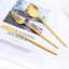 16Pcs Gold Matte Cutlery Set Knife Fork Spoons Dinnerware Set Stainless Steel Tableware Western Flatware Kitchen Silverware Set - Slobuy