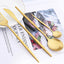 16Pcs Gold Matte Cutlery Set Knife Fork Spoons Dinnerware Set Stainless Steel Tableware Western Flatware Kitchen Silverware Set - Slobuy