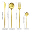 16Pcs Gold Matte Cutlery Set Knife Fork Spoons Dinnerware Set Stainless Steel Tableware Western Flatware Kitchen Silverware Set - Slobuy
