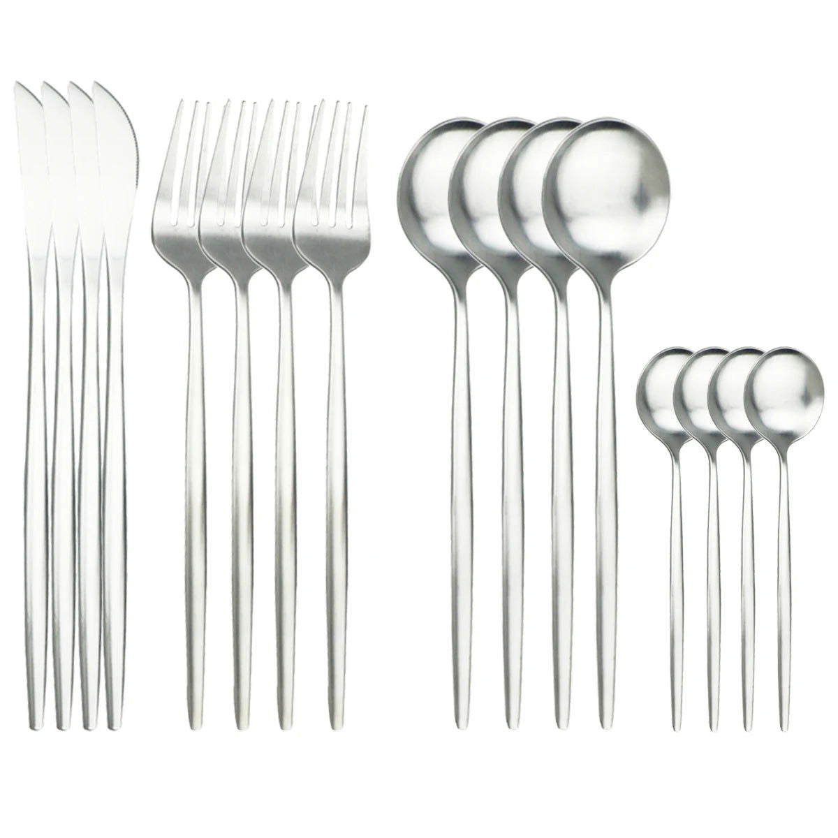 16Pcs Gold Matte Cutlery Set Knife Fork Spoons Dinnerware Set Stainless Steel Tableware Western Flatware Kitchen Silverware Set - Slobuy