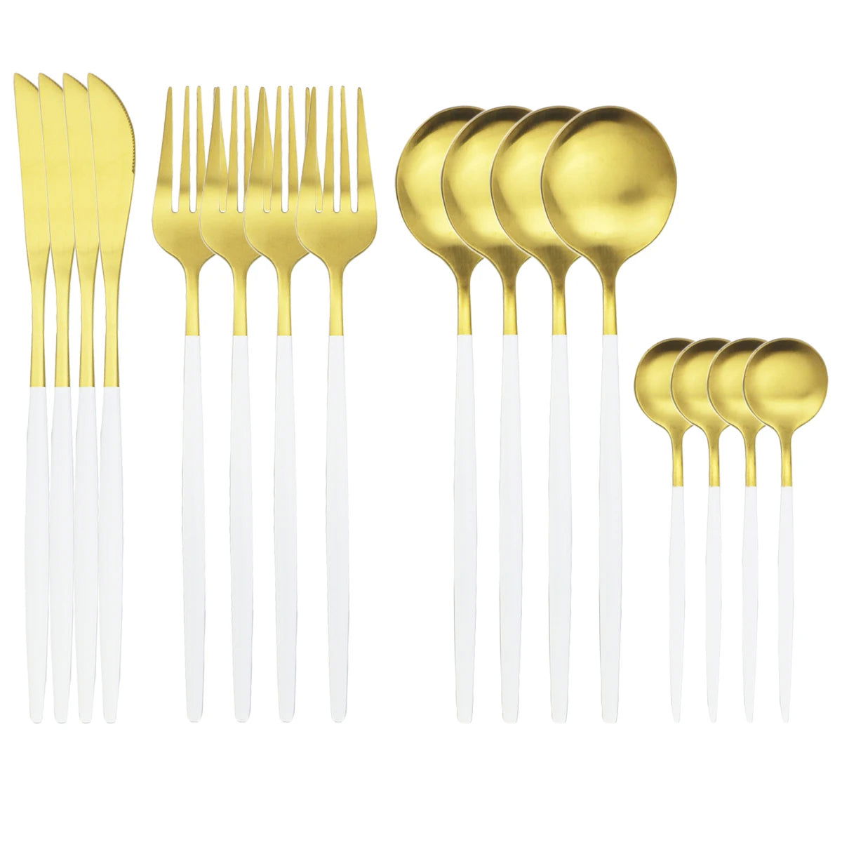 16Pcs Gold Matte Cutlery Set Knife Fork Spoons Dinnerware Set Stainless Steel Tableware Western Flatware Kitchen Silverware Set - Slobuy