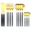 16Pcs Gold Matte Cutlery Set Knife Fork Spoons Dinnerware Set Stainless Steel Tableware Western Flatware Kitchen Silverware Set - Slobuy