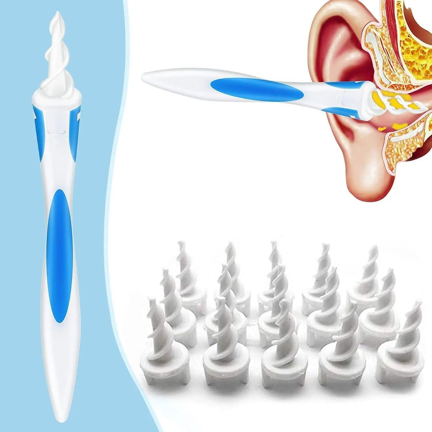 16 Ear Cleaning Set Ear Scoop Cleaning Ear Wax Silicone Soft Spiral Beauty Care Gadget Portable Personal Hygiene Set - Slobuy