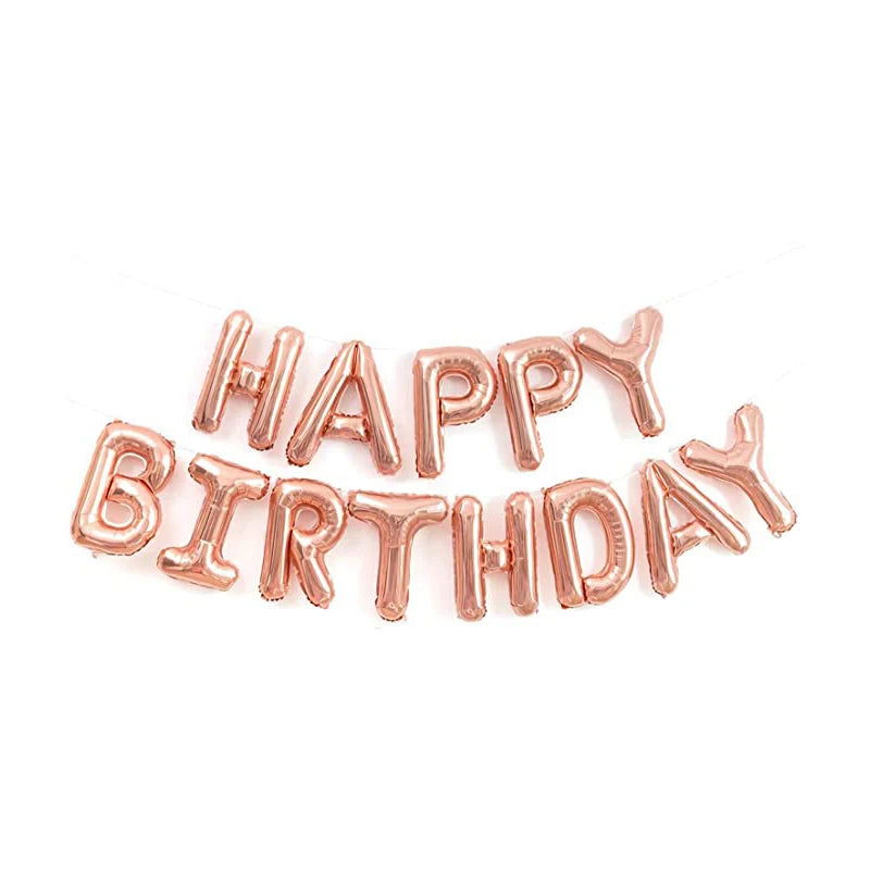 16inch Birthday Balloons Decoration Rose Gold Foil Letter Balloon Set Happy Birthday Globos Kids Party Banner Supplies - Slobuy